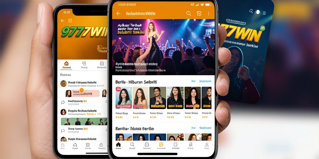 Antarmuka pengguna aplikasi Hiburan Selebriti 9777WIN yang menarik.