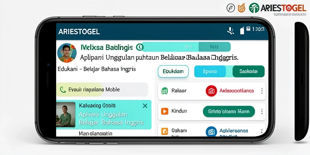 Tampilan antarmuka aplikasi ARIESTOGEL untuk belajar bahasa Inggris.