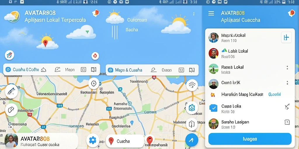 Antarmuka aplikasi Cuaca Lokal menampilkan data cuaca terkini.