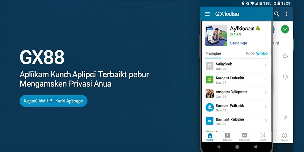 Tangkapan layar GX88 menampilkan antarmuka modern dan mudah digunakan untuk mengunci aplikasi.