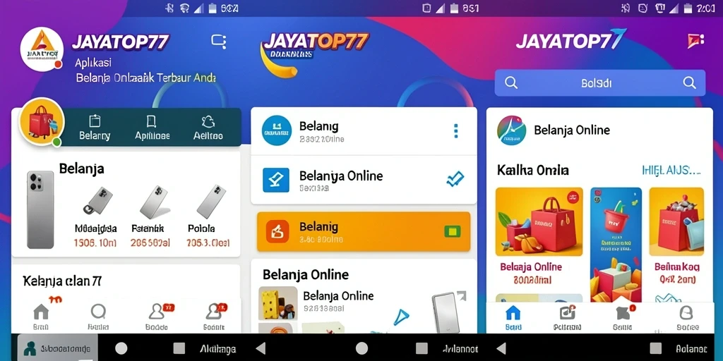 Tampilan antarmuka aplikasi JAYATOP77 untuk belanja online.