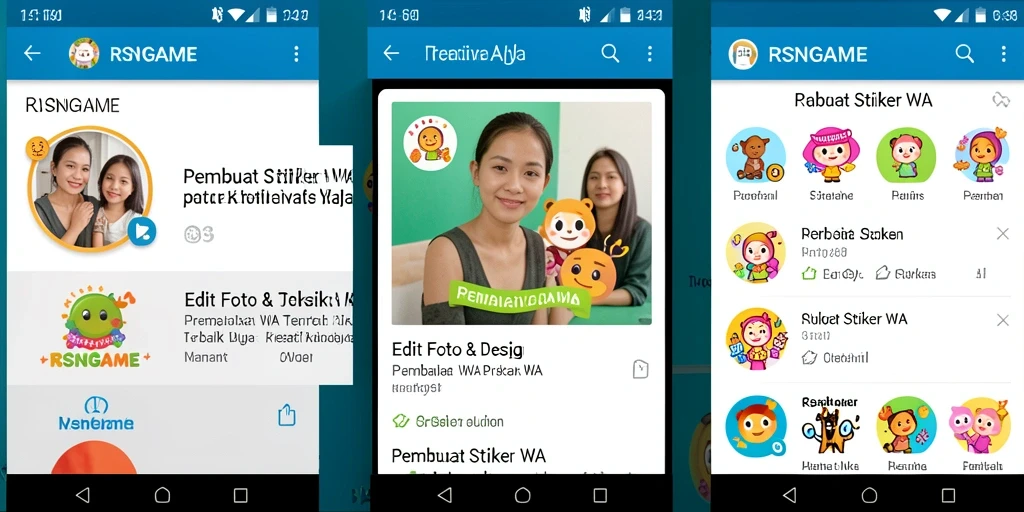 Tampilan antarmuka RSNGAME dengan pilihan pembuat stiker.